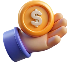 icon transaction with hand and coin